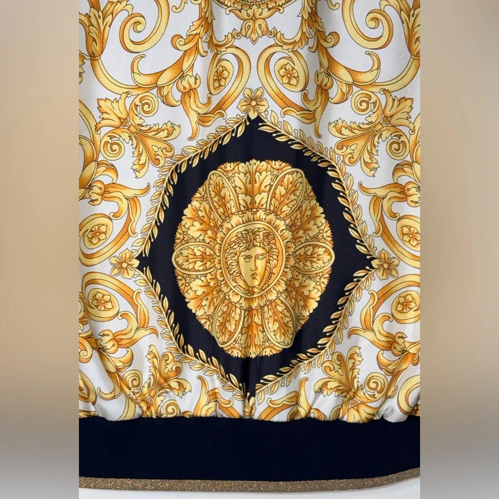 Versace Black & Gold Baroque Bomber Jacket - New with Tag - Small / 38 USA - Picture 13 of 14